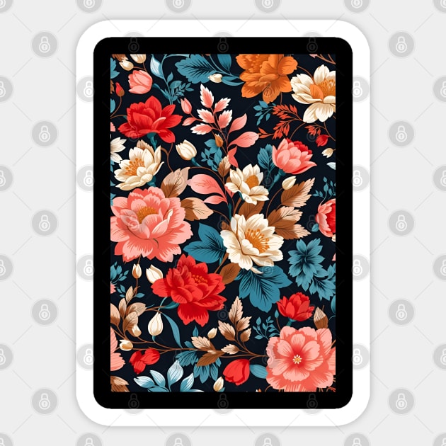 Seamless floral pattern - vibrant colors. Sticker by A.S.P.E.D.I.A